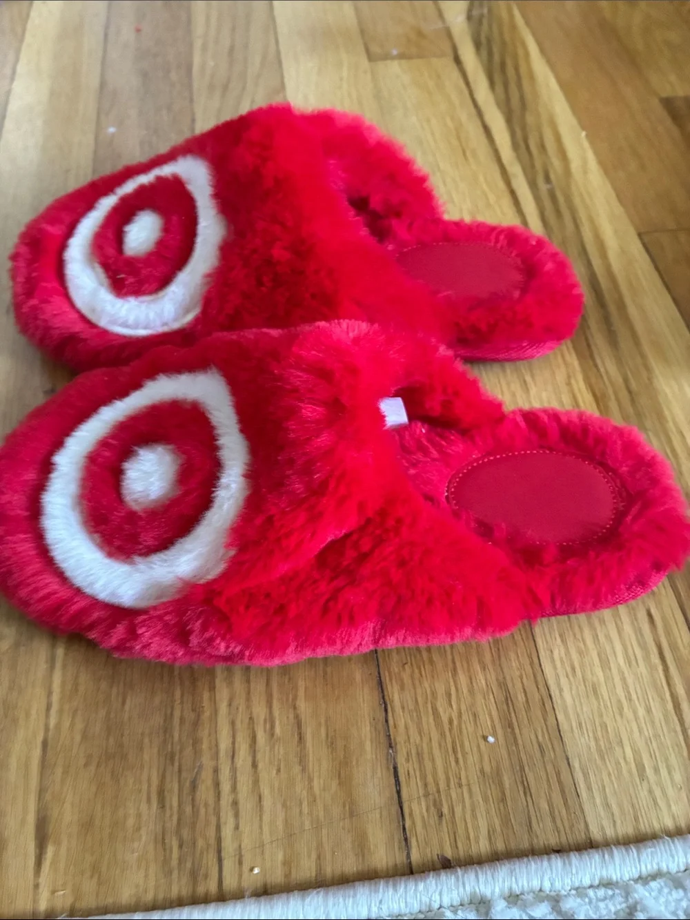 Target Kids Red and White Fuzzy Slippers - Picture 2 of 2